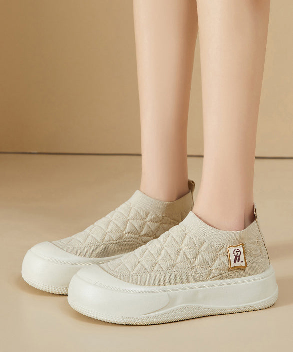 2025 Splicing Comfy Platform Flat Shoes Coffee Cotton Fabric