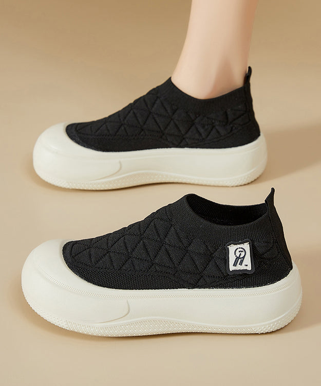 2025 Splicing Comfy Platform Flat Shoes Coffee Cotton Fabric