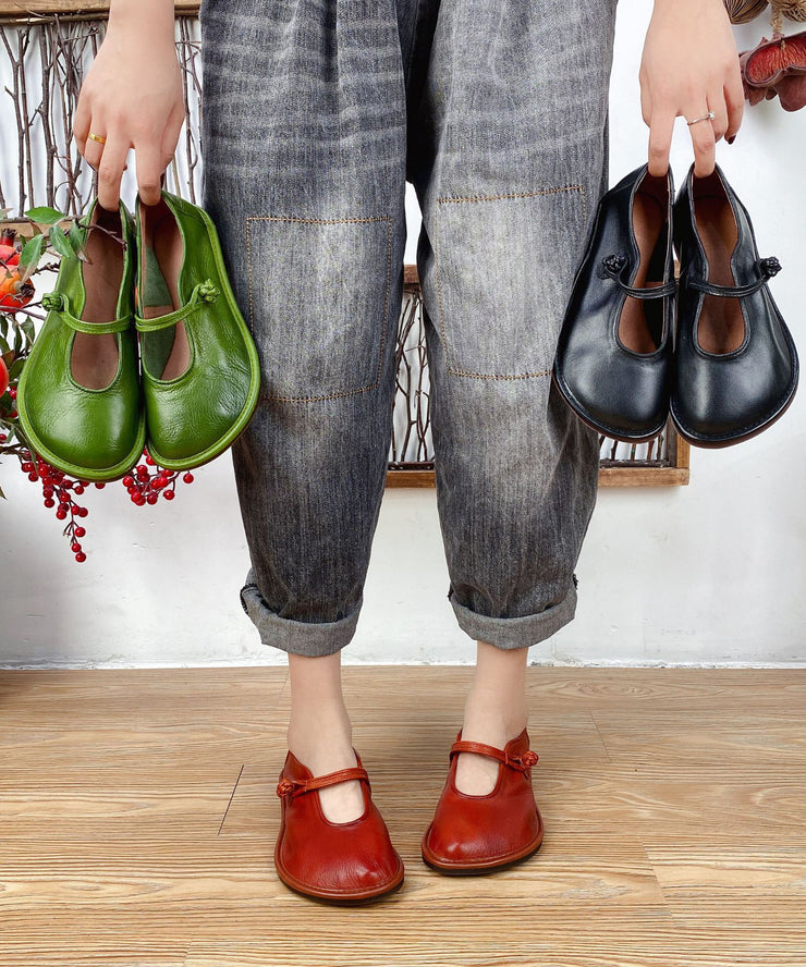 2025 Splicing Flat Shoes For Women Black Cowhide Leather