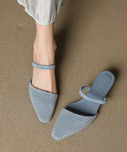 2025 Splicing High Heel Blue Suede Slide Sandals