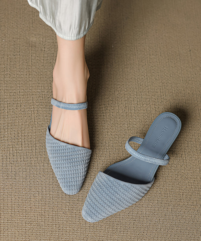 2025 Splicing High Heel Blue Suede Slide Sandals