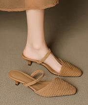 2025 Splicing High Heel Blue Suede Slide Sandals