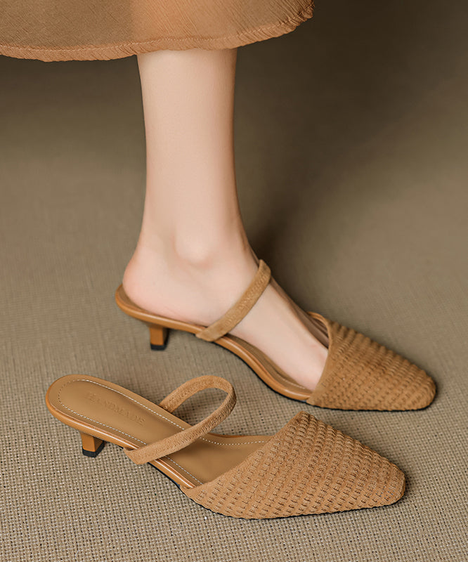 2025 Splicing High Heel Blue Suede Slide Sandals
