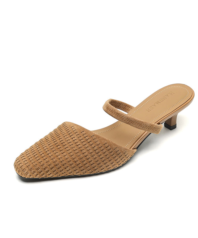 2025 Splicing High Heel Blue Suede Slide Sandals