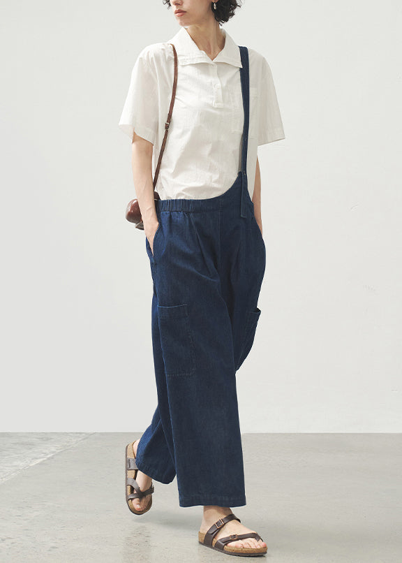 2025 Summer Blue Strap Jeans Asymmetric Design