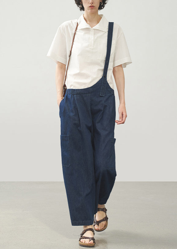 2025 Summer Blue Strap Jeans Asymmetric Design