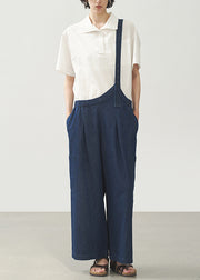 2025 Summer Blue Strap Jeans Asymmetric Design