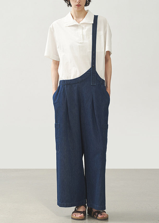 2025 Summer Blue Strap Jeans Asymmetric Design