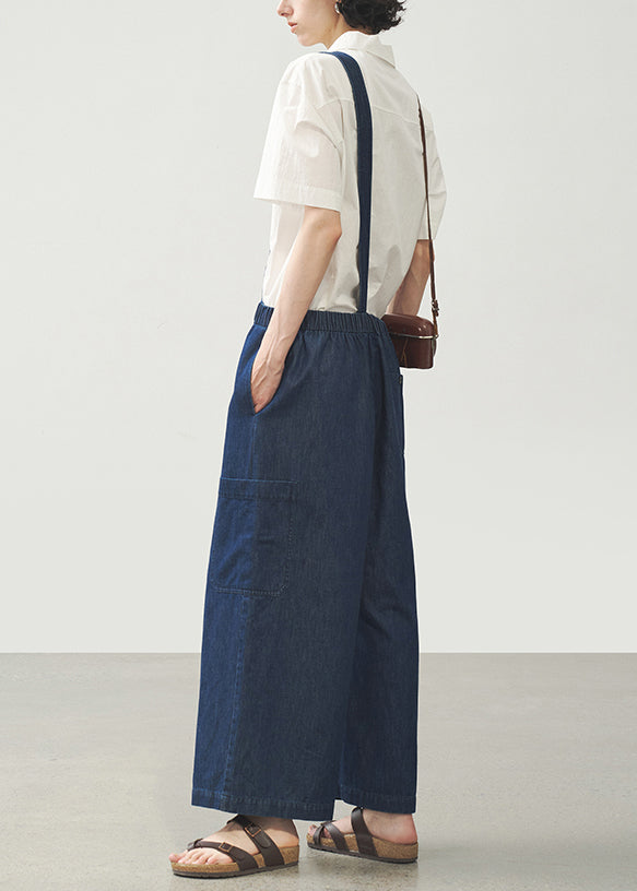 2025 Summer Blue Strap Jeans Asymmetric Design