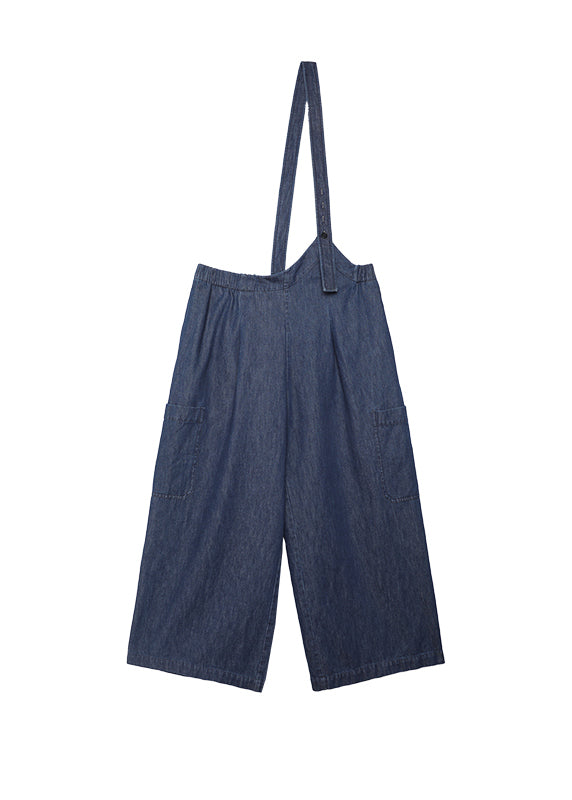 2025 Summer Blue Strap Jeans Asymmetric Design