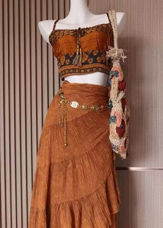 2025 Summer Fashion Strap Top And Skirt Two Piece Set
