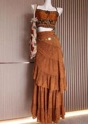2025 Summer Fashion Strap Top And Skirt Two Piece Set