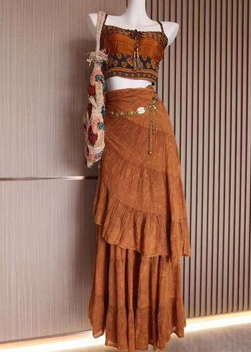 2025 Summer Fashion Strap Top And Skirt Two Piece Set