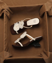 2025 Summer New Beige Flower Wedge Heel Open Toe Slippers