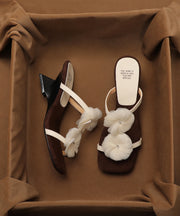 2025 Summer New Beige Flower Wedge Heel Open Toe Slippers