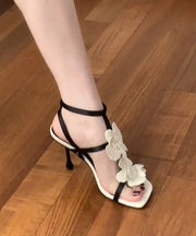 2025 Summer New Flower Splicing Peep Toe High Heels