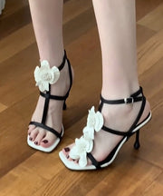 2025 Summer New Flower Splicing Peep Toe High Heels