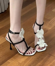 2025 Summer New Flower Splicing Peep Toe High Heels