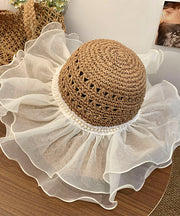 2025 Summer New Nail Bead Organza Large Brimmed Sun Hat