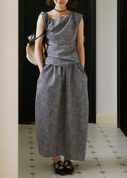 2025 Summer New Plaid Asymmetric Design Two Pieces Set