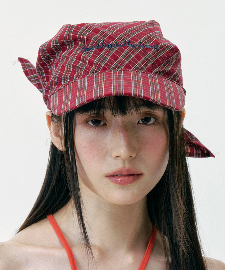 2025 Summer New Thin Breathable Red Plaid Boonie Hat