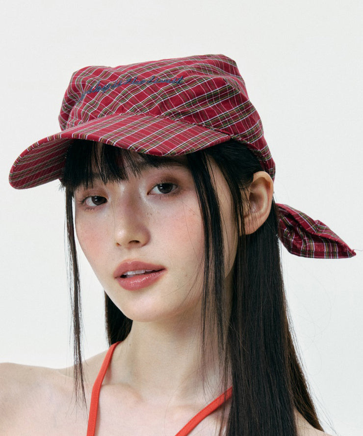 2025 Summer New Thin Breathable Red Plaid Boonie Hat