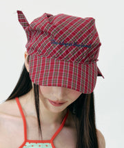 2025 Summer New Thin Breathable Red Plaid Boonie Hat