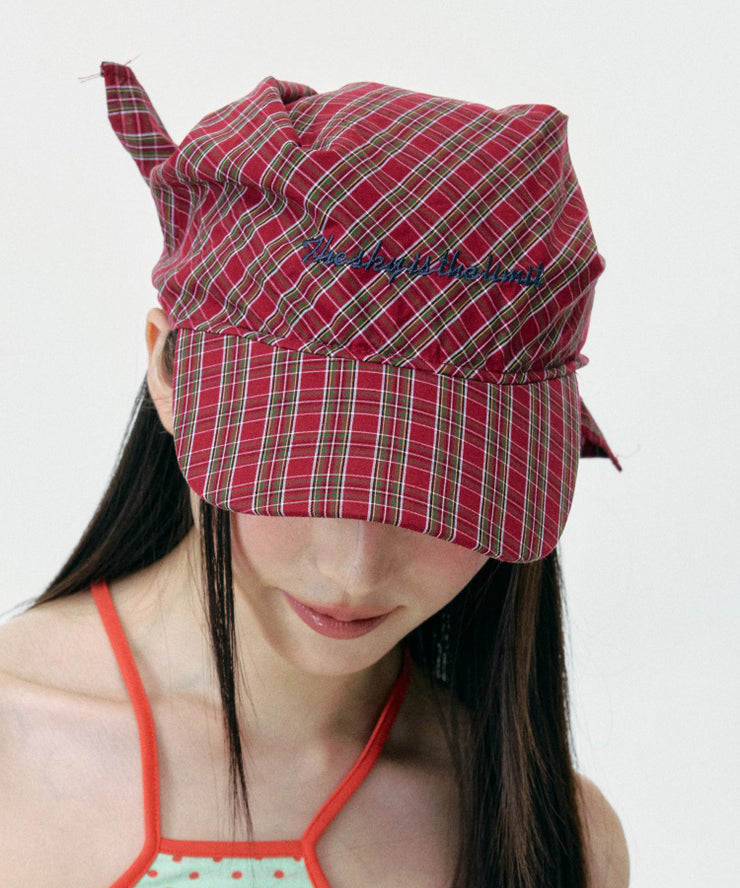 2025 Summer New Thin Breathable Red Plaid Boonie Hat