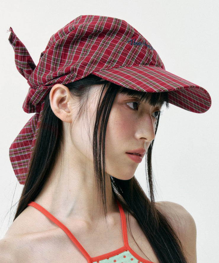 2025 Summer New Thin Breathable Red Plaid Boonie Hat