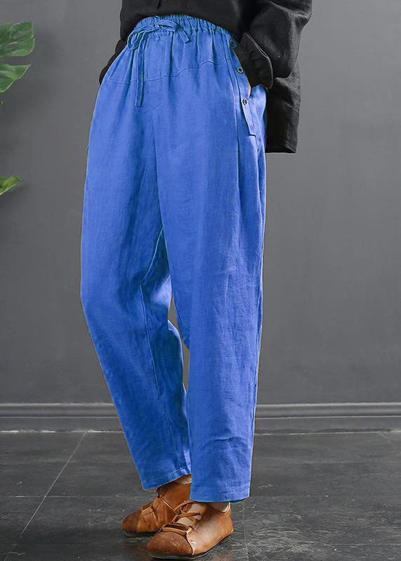 French Spring Wide Leg Pants Unique Blue Inspiration Elastic Waist Wild Pants