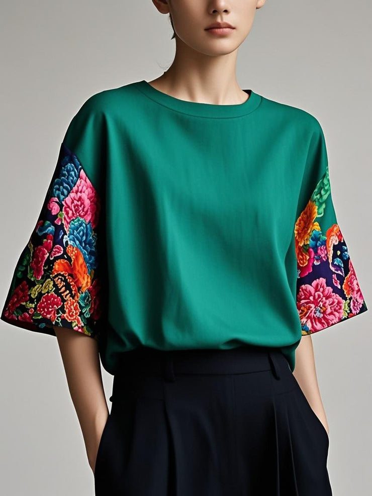 Fitted green Patchwork Cotton Tank Summer