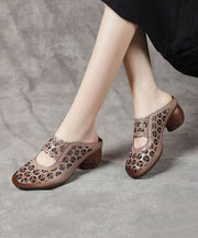 Beige zippered Cowhide Leather High Heels Hollow Out High Heels