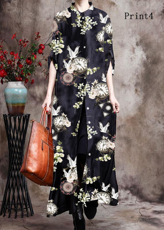 Comfy Italian Black Print5 Long Silk Dress Cardigan - Limited Stock