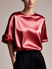 Fitted red Patchwork silk Tank Summer