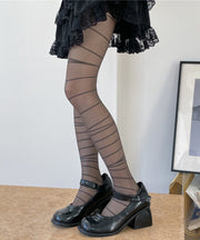 American Style Black Irregular Striped Sexy Jacquard Leg Socks