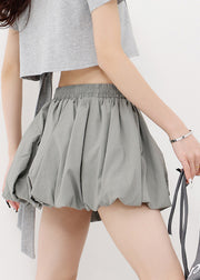American Style Grey Spicy Girl Spliced Wrinkled Short Skirt Summer