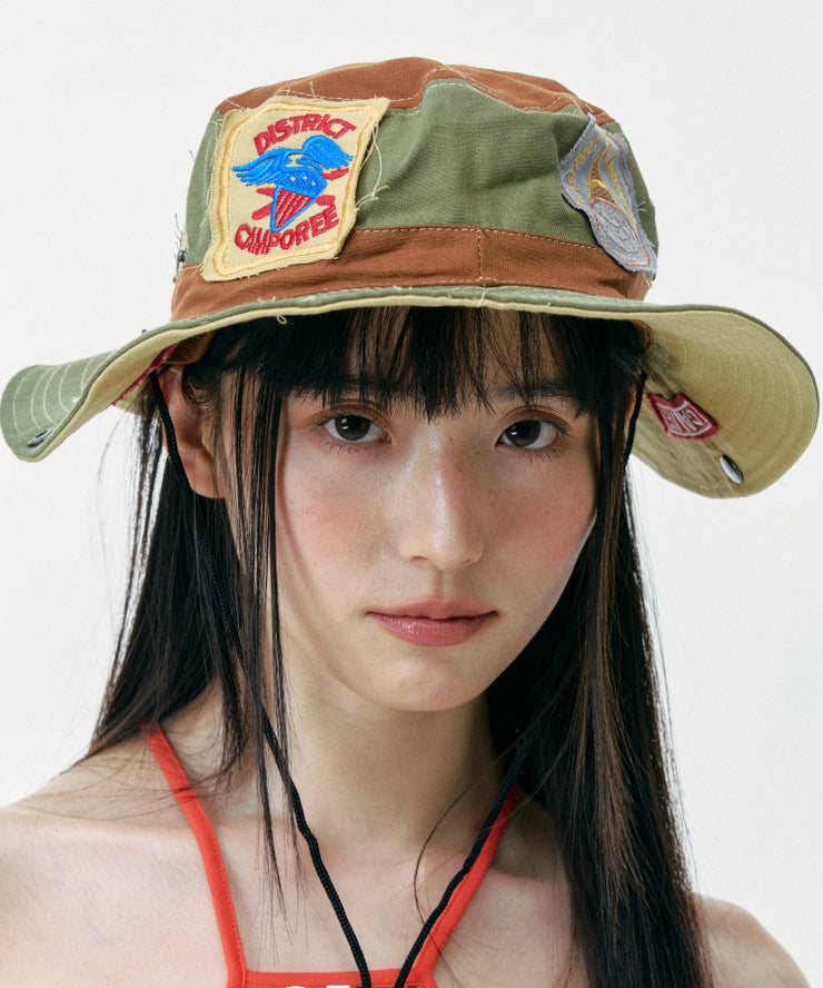 American Style Khaki Green Patch Sunshade Cowboy Hat