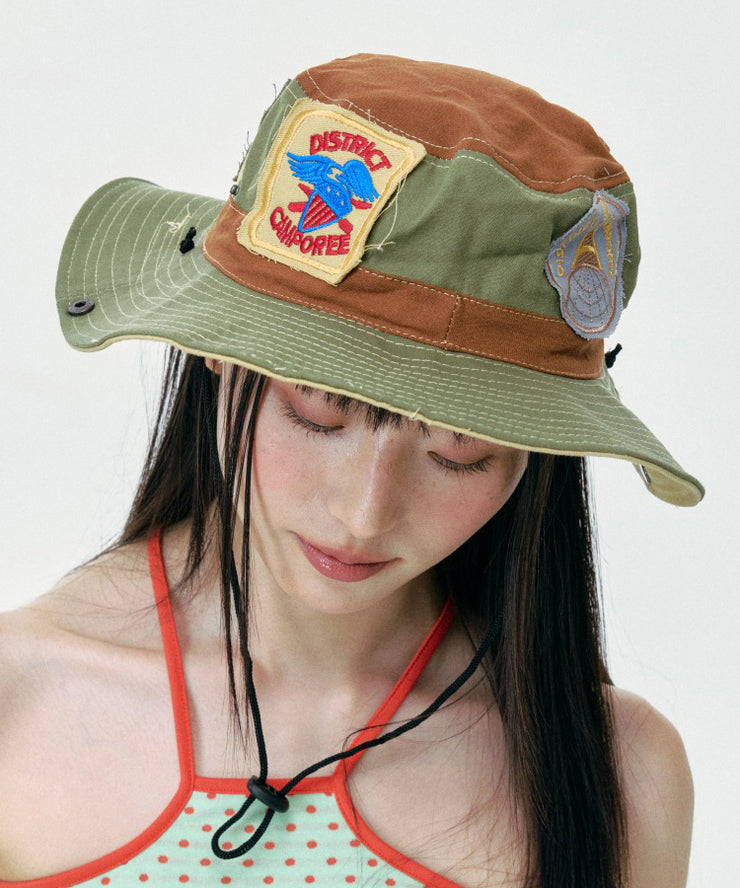 American Style Khaki Green Patch Sunshade Cowboy Hat