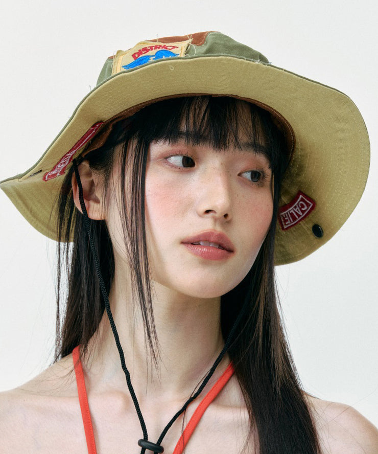 American Style Khaki Green Patch Sunshade Cowboy Hat