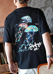 American Style White Embroideried Cotton Men Graphic T Shirts Summer