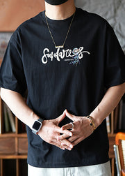 American Style White Embroideried Cotton Men Graphic T Shirts Summer