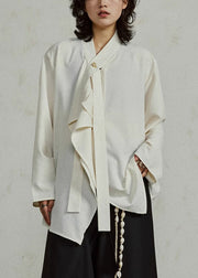 Apricot Cozy Ribbon Patchwork Solid Top Fall