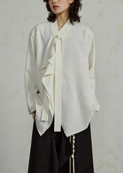 Apricot Cozy Ribbon Patchwork Solid Top Fall