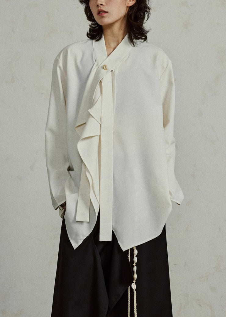 Apricot Cozy Ribbon Patchwork Solid Top Fall