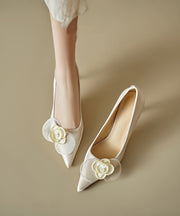 Apricot High Heels Stiletto Elegant Splicing Floral Pointed Toe