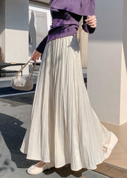 Apricot High Waist Solid Silk Velvet Wrinkled Maxi Skirts