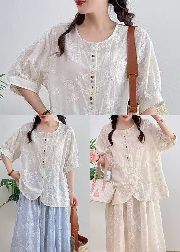 Apricot Jacquard Cotton Shirt Oversized Summer