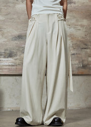 Apricot Original Design Pockets Spandex Wide Leg Pants High Wais