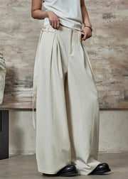 Apricot Original Design Pockets Spandex Wide Leg Pants High Wais