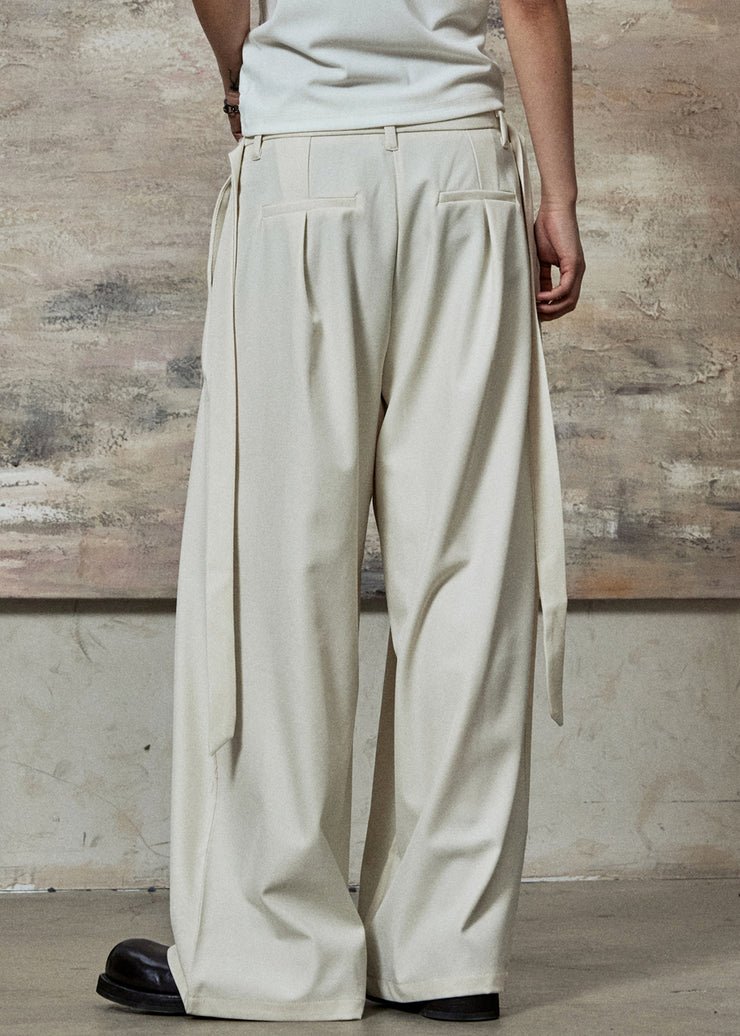 Apricot Original Design Pockets Spandex Wide Leg Pants High Wais